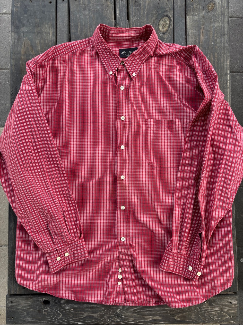 Eddie Bauer Men’s Red Plaid Button-Down 100% Cotton Shirt Size XXG